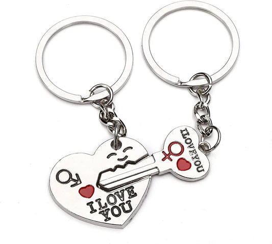 Romantic Red Hearts Duo Keychains Set - Oba Buy