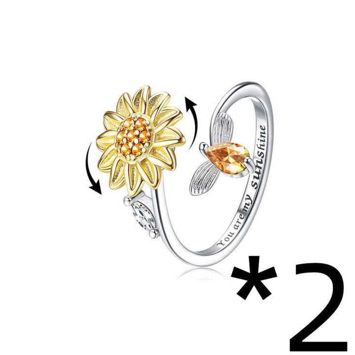 Rotating Sunflower Ring Female Euramerican - Oba Buy