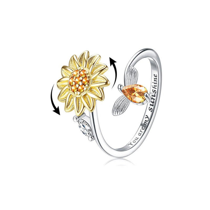 Rotating Sunflower Ring Female Euramerican - Oba Buy