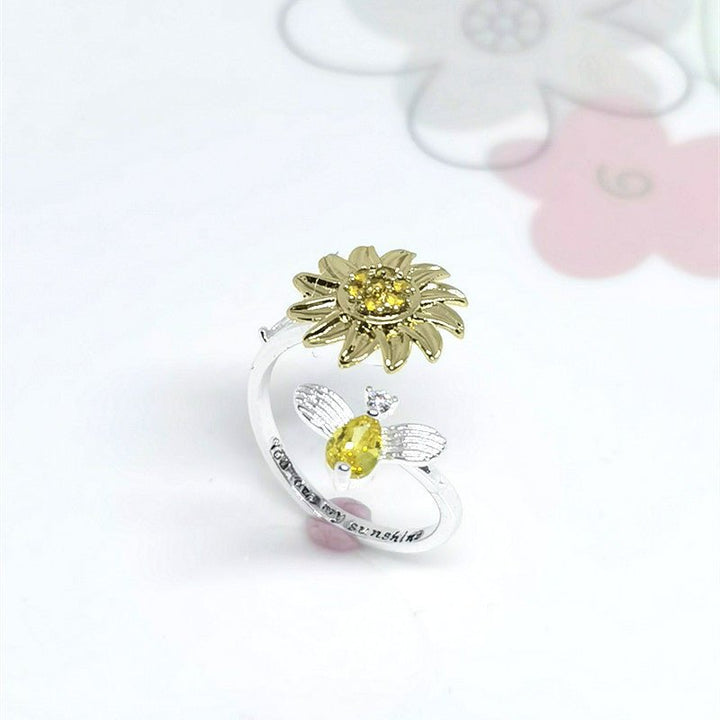 Rotating Sunflower Ring Female Euramerican - Oba Buy