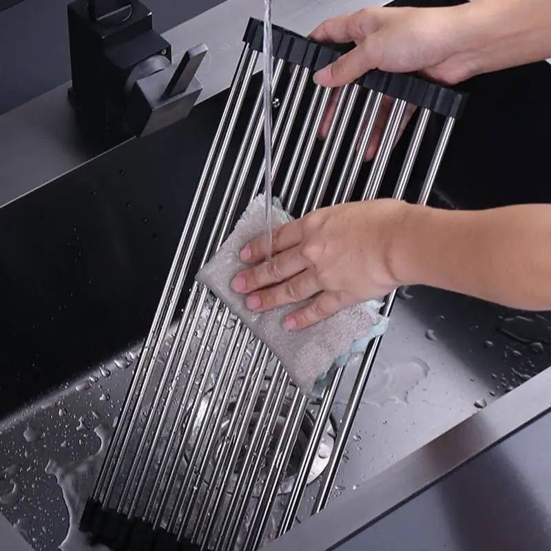 Stainless Steel Roll-Up Kitchen Dish Drying Rack - Oba Buy