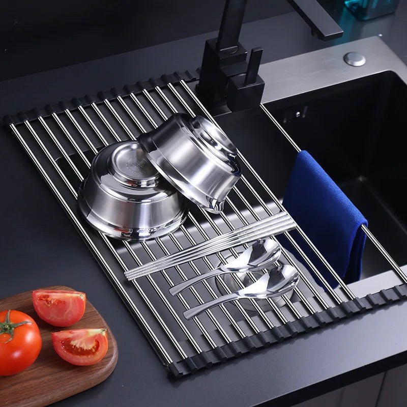 Stainless Steel Roll-Up Kitchen Dish Drying Rack - Oba Buy