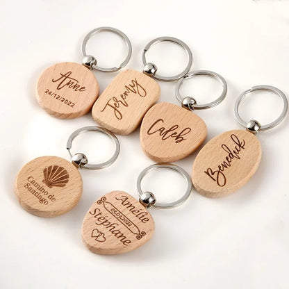 WeddingGift Engraved Key Chain: Custom Wooden Keepsake - Oba Buy