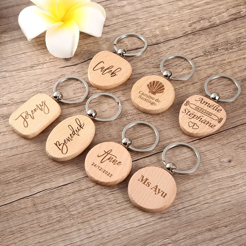 WeddingGift Engraved Key Chain: Custom Wooden Keepsake - Oba Buy