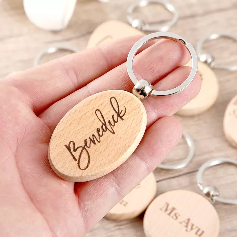 WeddingGift Engraved Key Chain: Custom Wooden Keepsake - Oba Buy