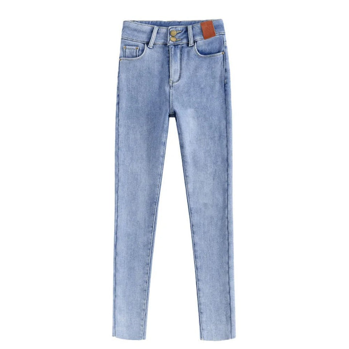 WinterGlow Denim Jeans: Cozy Mid-Waist Comfort - Oba Buy